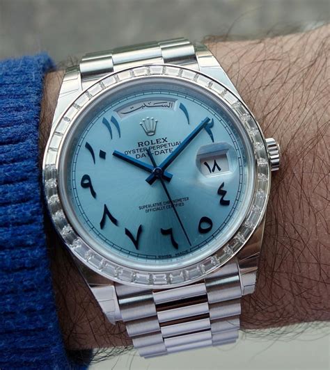 rolex daydate arabic dial|diamond Rolex arabic numerals.